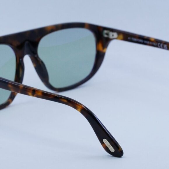 Tom Ford Edward FT1002 52N Sunglasses Dark Havana Aviator Frame, Green Lenses - Picture 6 of 11